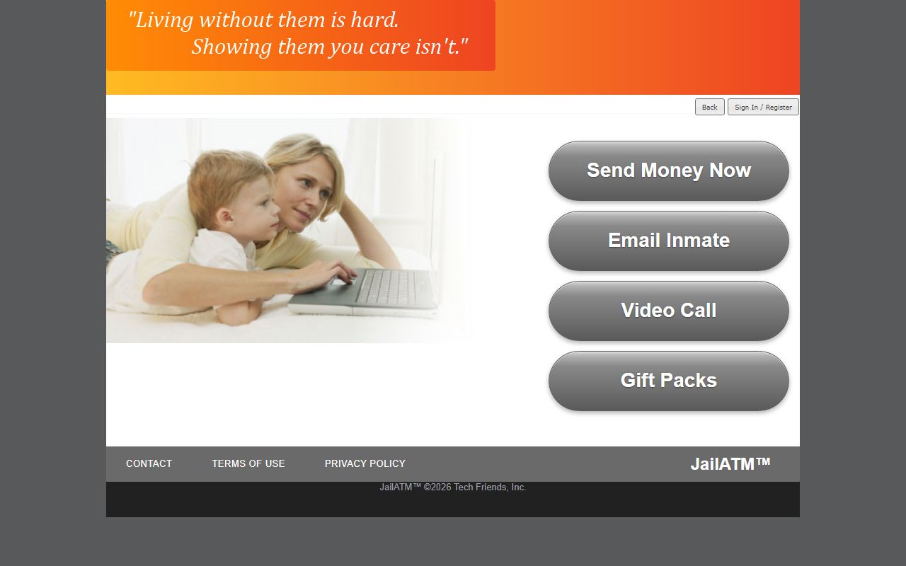 JailATM vendor page used for remote Socorro County video visits and after-hours inmate deposits